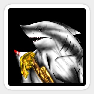 shark knight in gold armor ecopop wallpaper in the ocean Sticker